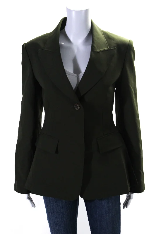 Sweet Style Adeam Women's Long Sleeves One Button Lined Parade Jacket Green