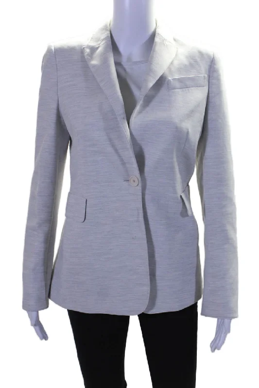 Fresh And Natural Akris Punto Womens Collared Long Sleeve Button Up Blazer Jacket Gray Fresh And Natural Akris Punto Womens Collared Long Sleeve Button Up Blazer Jacket Gray
