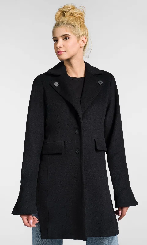 Cozy Fitting Asymmetric Coat with Ribbon Back