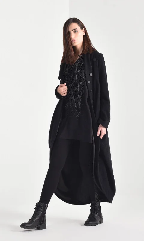 Fashionable Inner Wear Asymmetric Wool Blend Coat