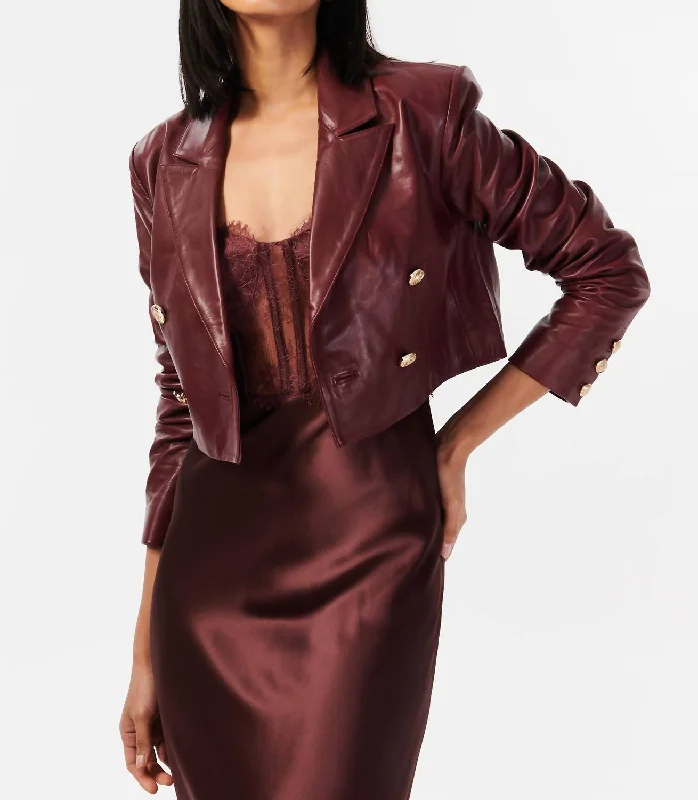 Elegant Tailoring Boa Leather Jacket In Cranberry