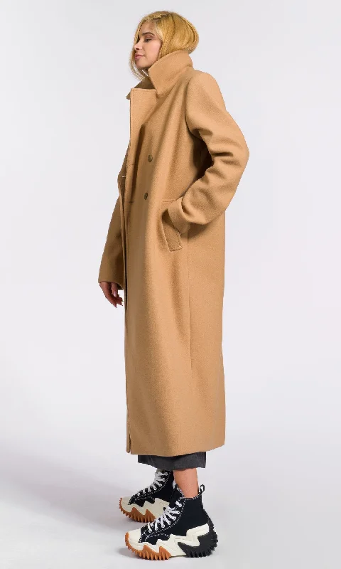 Elegant Design Extra Long Double Breasted Coat