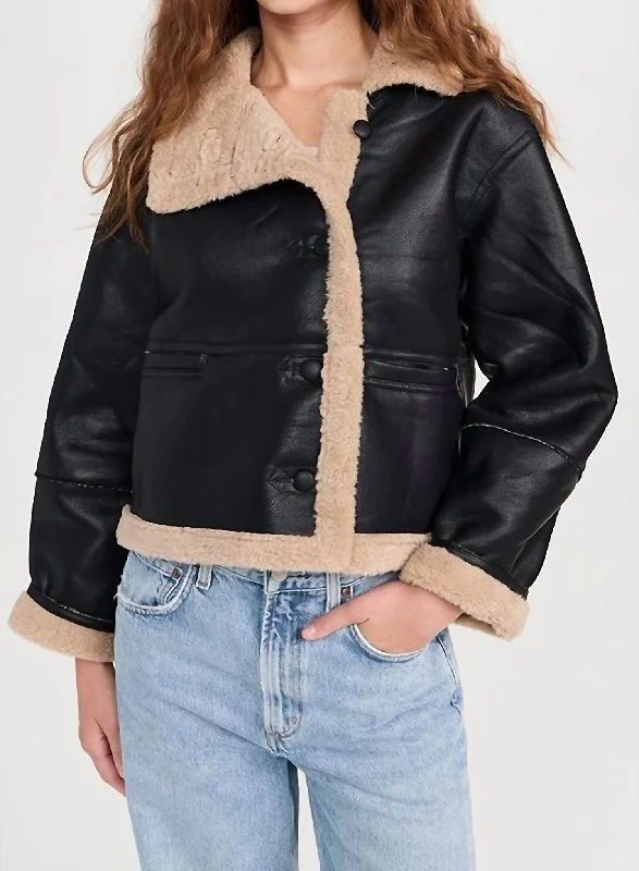 Comfortable Mind Faux Shearling Jacket In Black