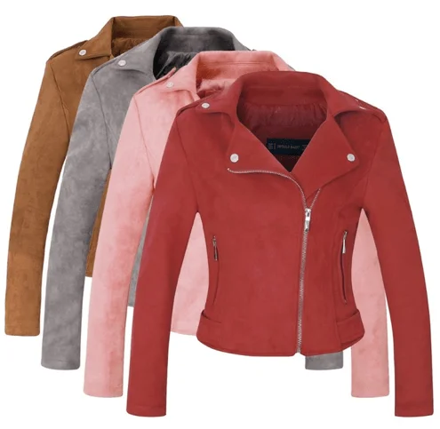 Bright Colors FAUX SUEDE BIKER JACKET