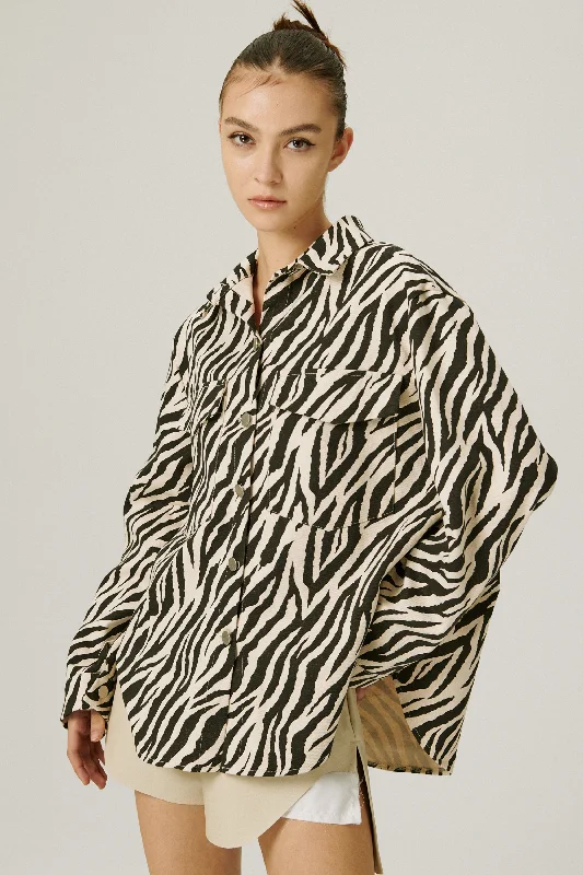 Eye-catching Personality Ivy Oversized Shacket in Zebra