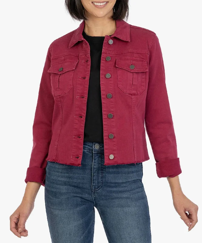 Kara Denim Jacket In Bordeaux