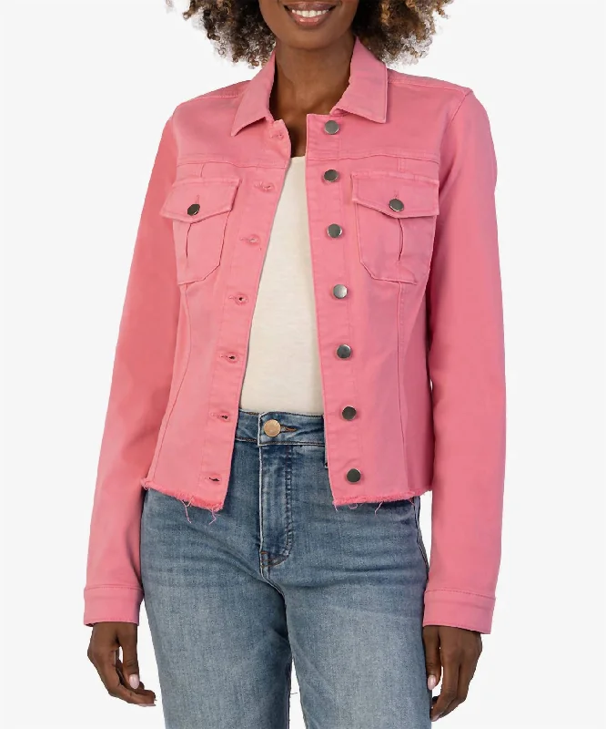 End Of The Year Kara Denim Jacket In Plush Pink