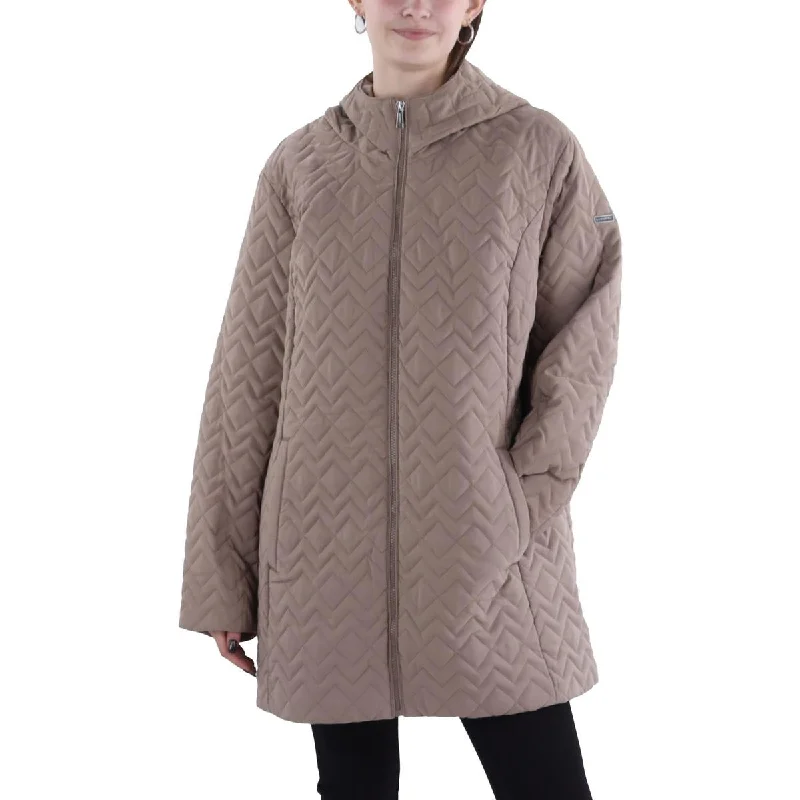 Laundry by Shelli Segal Womens Lightweight Hooded Quilted Coat