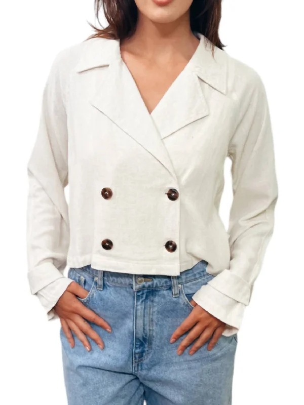Energy Wear Linen Blend Trench Jacket In Oatmeal