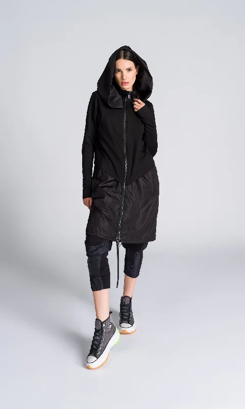 Fashion Selection Long Hooded Jacket with Backpack Straps
