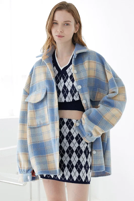 Playful Style Lydia Oversized Shacket in Plaid