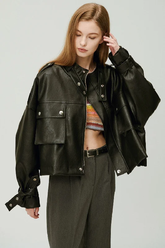 Celebrity Style Naomi Oversized Pleather Jacket