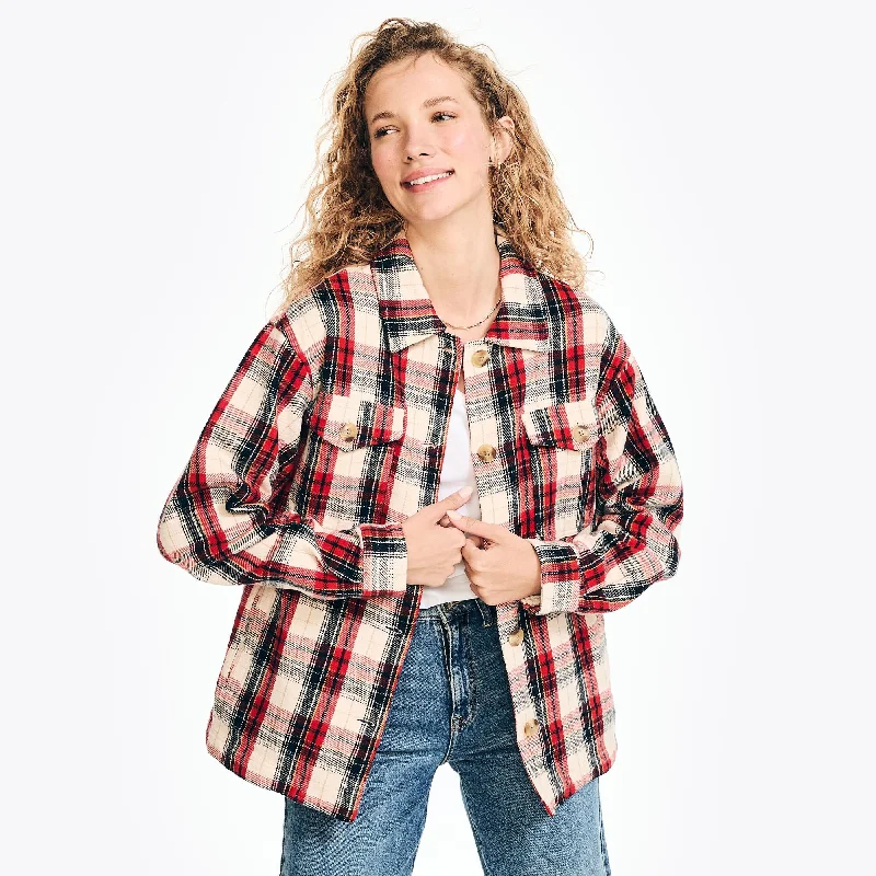 Slim Fit Nautica Womens Plaid Shirt Jacket