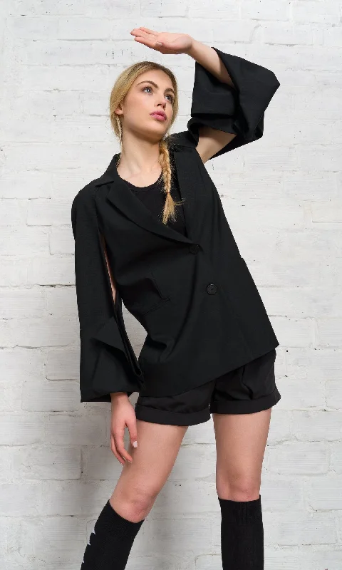 Elegant Style Open Back Blazer with Cut-Out Sleeves