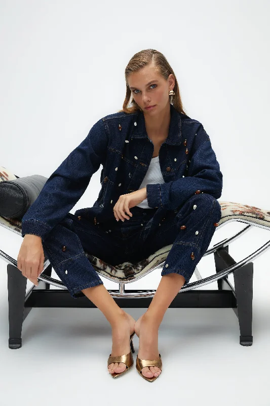 Fashionable And Versatile Seashell Designed Jean Jacket