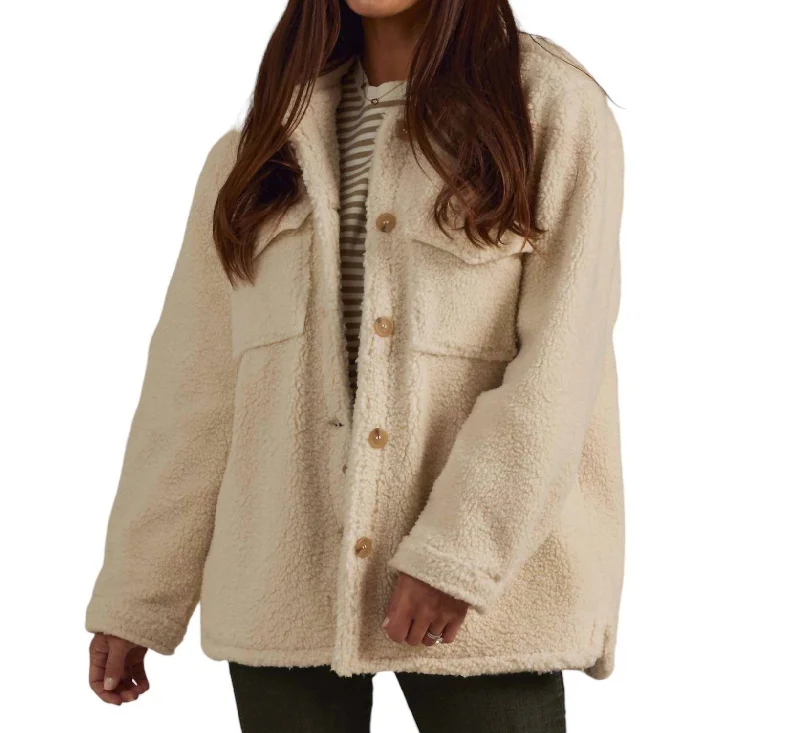 Classic Style Shearling Chore Coat In Natural