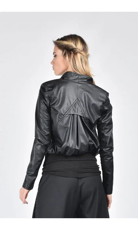 Elegant Casuals Short Vegan Leather Jacket