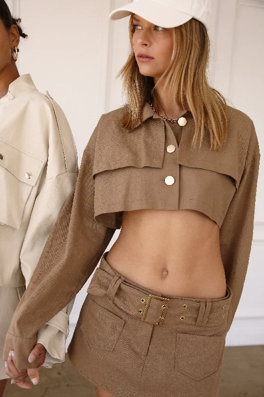 Cozy Fashion Tiffany Cropped Trench Jacket