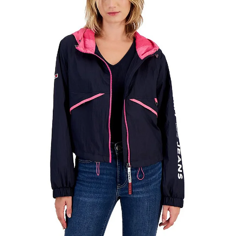 Moisture wicking Tommy Jeans Womens Hooded Lightweight Windbreaker Jacket