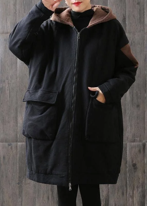 Fresh And Simple Unique Coffee hooded zippered Pockets Patchwork Winter Cotton Thick Coats Long sleeve Fresh And Simple Unique Coffee hooded zippered Pockets Patchwork Winter Cotton Thick Coats Long sleeve