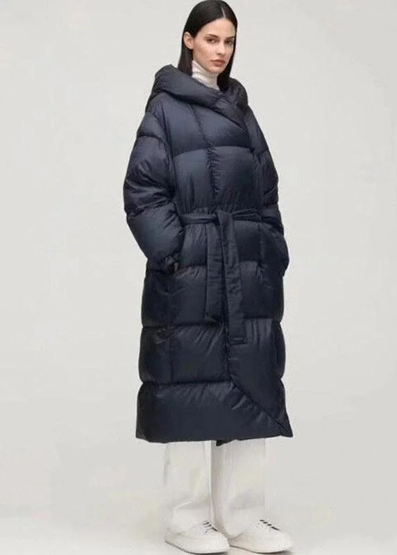Sexy Fun Unique Navy hooded Pockets Thick Winter Duck Down Down Coat
