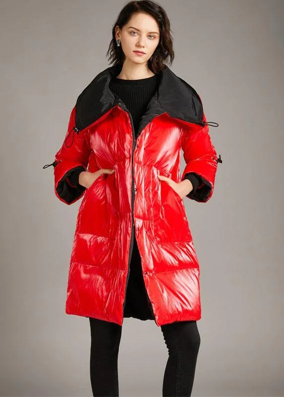 College Style Unique Red zippered Nail bead fashion Winter Duck Down Coat
