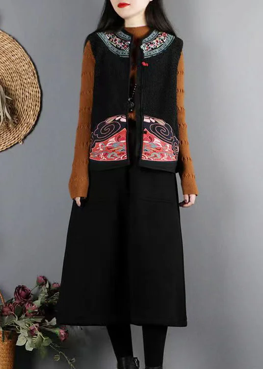 Easygoing Outfits Vintage Black Button Patchwork Teddy Faux Fur Waistcoat Sleeveless Easygoing Outfits Vintage Black Button Patchwork Teddy Faux Fur Waistcoat Sleeveless