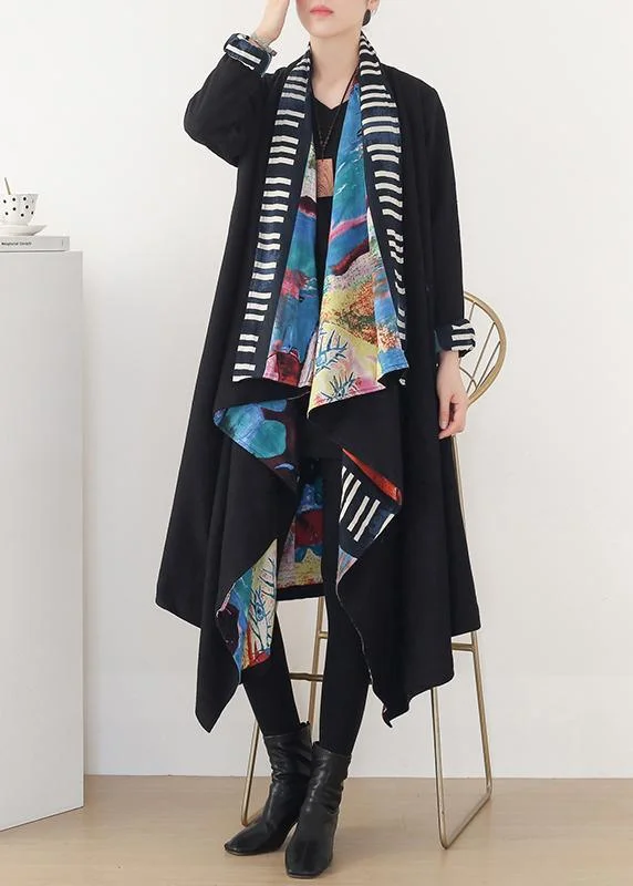 Unique Fashion vintage black green Woolen Coats Women plus size clothing mid-length coatsasymmetric hem patchwork jacket Unique Fashion vintage black green Woolen Coats Women plus size clothing mid-length coatsasymmetric hem patchwork jacket