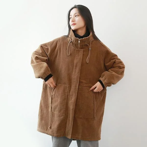 Designer Style Vintage Stand Warm Coats 2020 Winter New Long Sleeve Thick Patchwork Women Cloths Retro Parkas