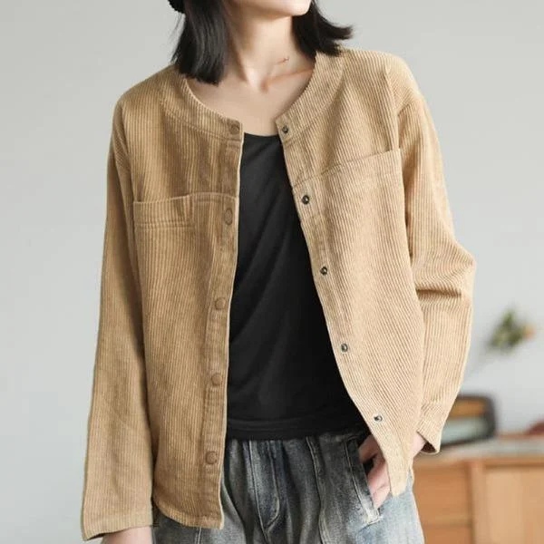 Simple Style Vintage Women Coats And Jackets Simple Comfortable O-neck All-match Women Coats