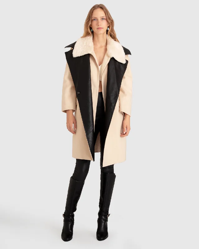 Effortless Dressing Watch Me Go Oversized Leather Trimmed Coat