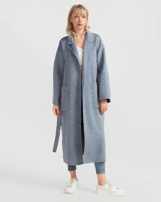 Cozy Outerwear Wide Awake Split Hem Overcoat