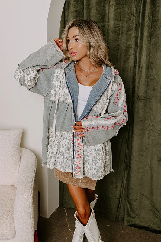 Eye-catching Personality Wildflower Fields Denim Jacket in Light Wash