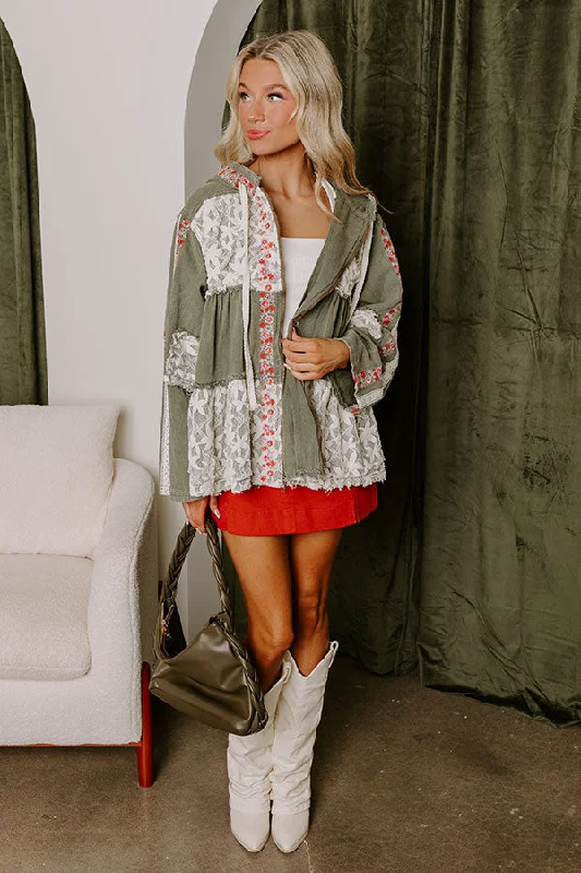 Body Design Wildflower Fields Denim Jacket in Olive