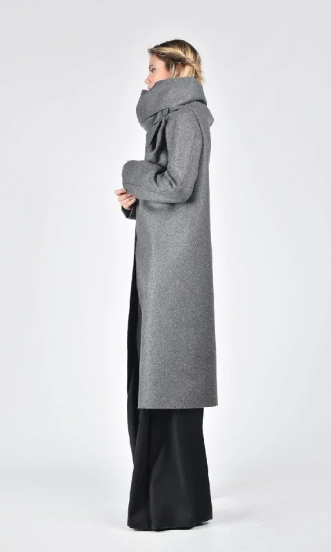 Minimalism Wool Felt Coat with High Collar