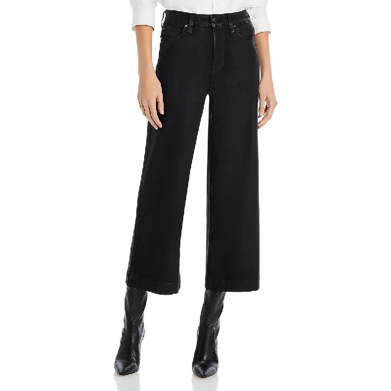 Design Trend Anessa Womens High Rise Shimmer Wide Leg Jeans