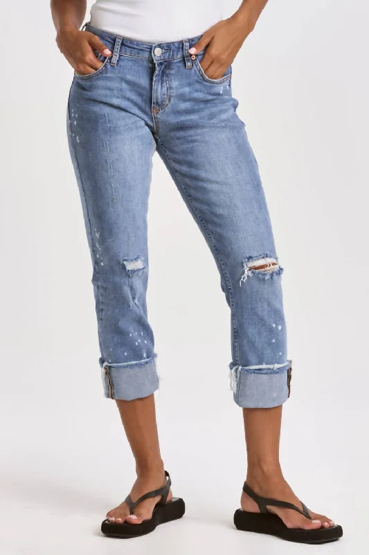 Cute Design Blaire High Rise Cuffed Slim Straight Jean In Star Valley