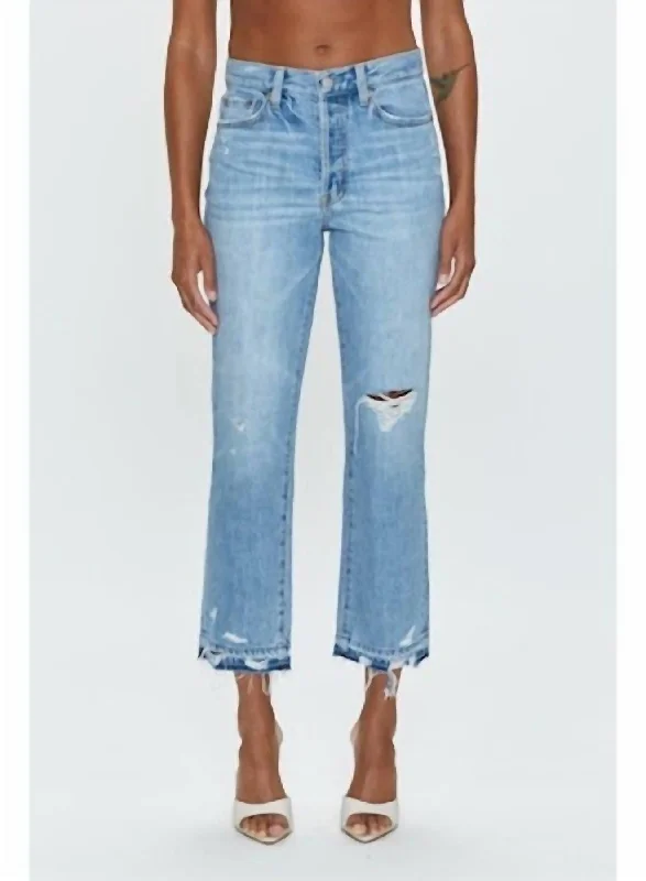 Cool Summer Charlie High Rise Straight Jeans In Scenic Distressed