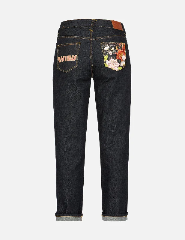 Casual Wear 金鱼百花刺绣直脚牛仔裤
