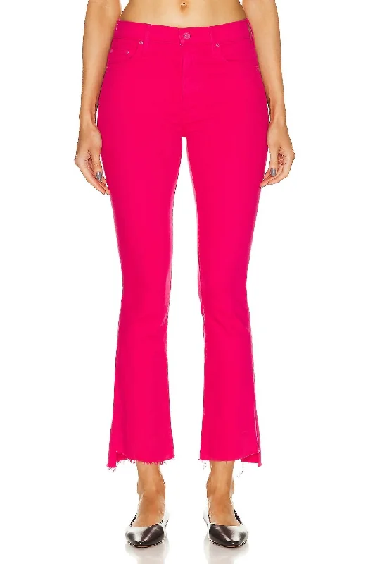 Casual And Versatile Insider Crop Step Fray Jeans In Raspberry Sorbet