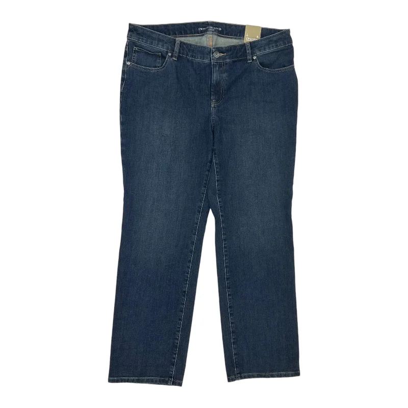 High Street Style Jeans Straight By Chicos In Blue Denim, Size:12