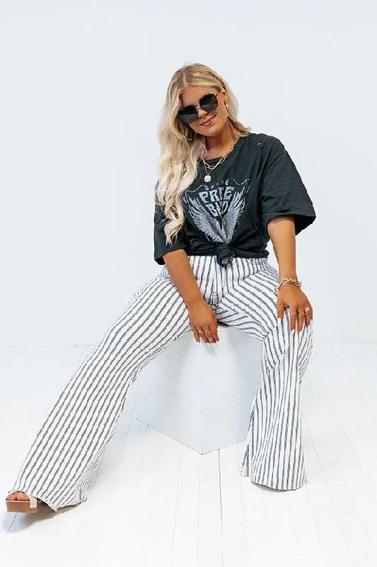 Cozy Chic Judy Blue The Jamie High Waist Stripe Flare In White