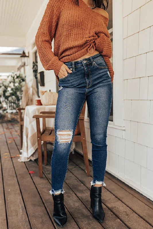 Cozy Essentials KanCan The Ella High Waist Distressed Ankle Skinny in Dark Wash