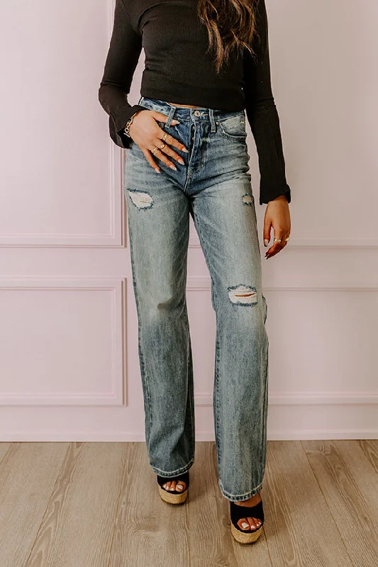 Retro Fashion KanCan The Westman High Waist Distressed Flare in Medium Wash