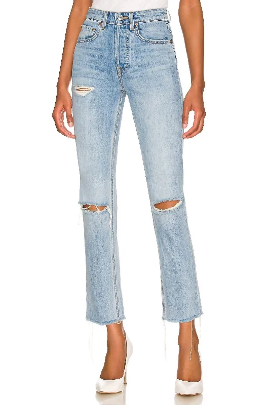 Fashionable Prints Karolina High Rise Straight Crop Jean In Point Loma Blue