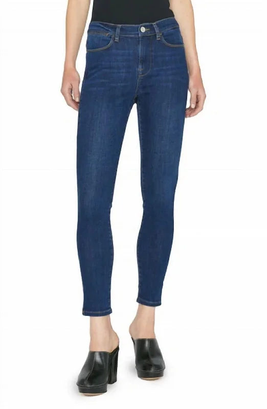College Style Le High Skinny Slit Hem In Blue