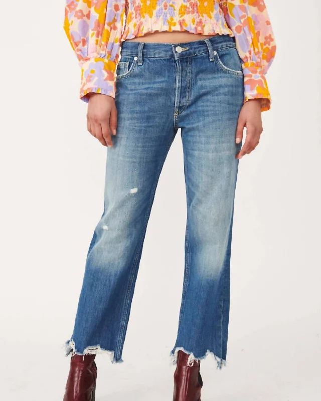 Sporty Wear Maggie Mid-Rise Straight Denim In Sequoia Blue