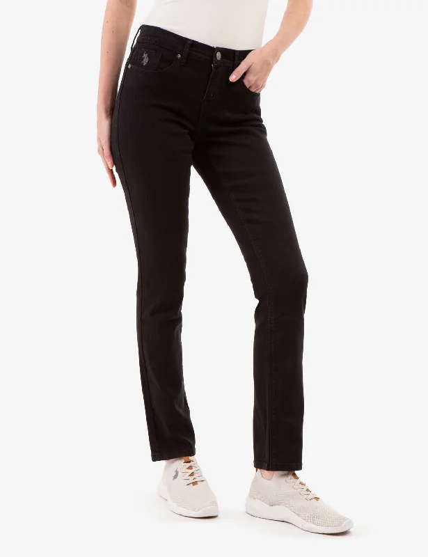 Cozy Outerwear MID RISE SLIM STRAIGHT JEANS