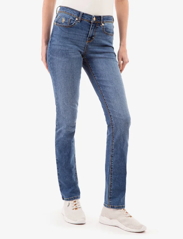 Cozy Pants MID RISE SLIM STRAIGHT JEANS