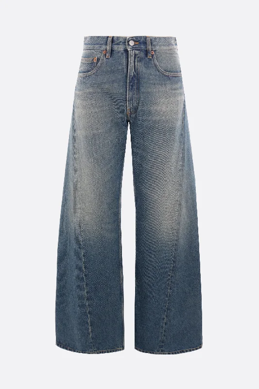 Exquisite Fabrics wide-leg denim jeans
